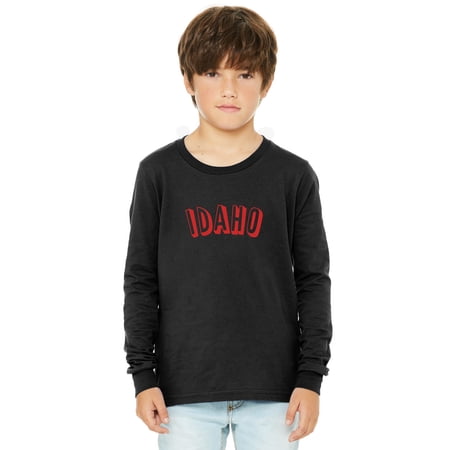 Daxton Youth Long Sleeve Idaho Basic Tshirt - Black Red Medium