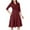 #259-Red, variant on Roncen Women's Solid Dress - Semi-Formal Fit Flared Hem 3/4 Sleeve V-Neck with Pockets, Modest Church Attire for Work or Casual Office Wear