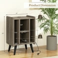 thumbnail image 3 of Gymax Support pour Tourne-Disque avec 4 Compartiments de Rangement, Pieds de Soutien, Station de Recharge, Chêne Gris, 3 of 10