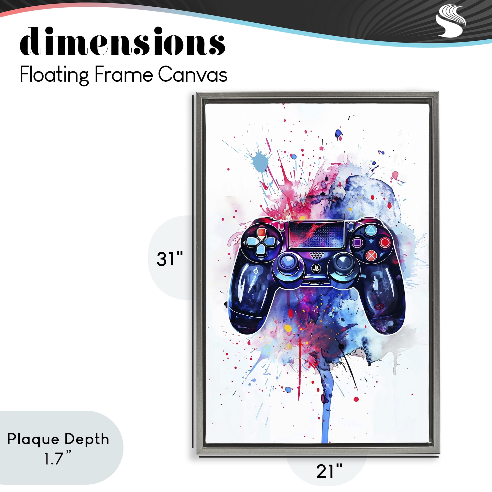 Stupell Industries Burst of Color Controller Gray Framed Floater Canvas Wall Art, design by Creative Studio
