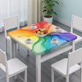 thumbnail image 3 of Colorful Ink Pattern Square Fitted Tablecloth with Elastic Edge,Square Table Cover,Washable Elastic Table Cover for Home Kitchen Party Decor 34"x34", 3 of 6