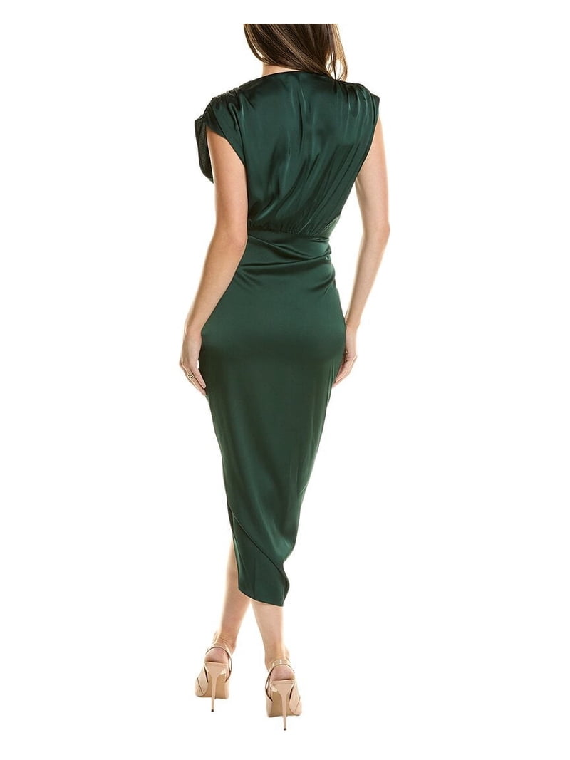 Nicole Miller womens Ruched Front Midi Dress, 6, Green