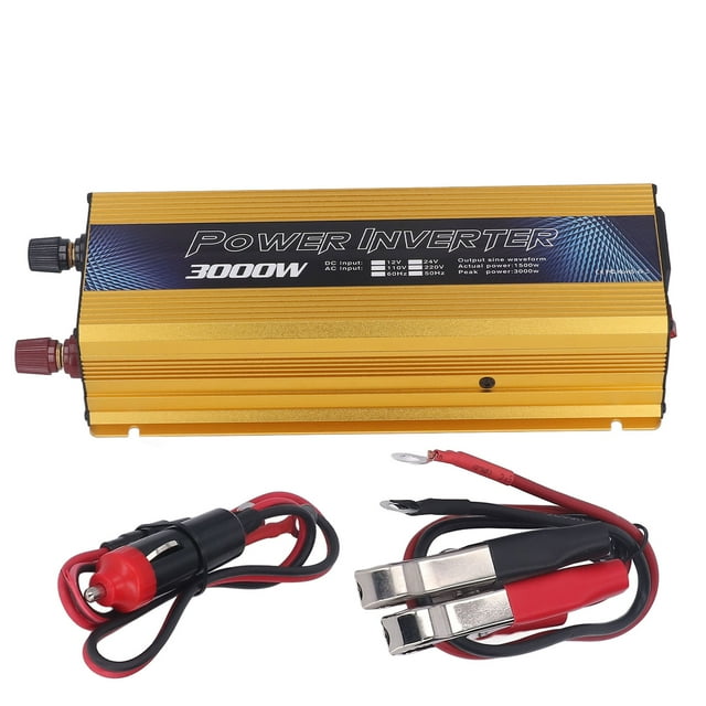 Inverter de Puissance, DC 12V à AC Convertisseur de Voiture Rendement de Conversion Élevé 6 Protrections pour les Voyages de Travail Or, Rouge, Noir, Bleu