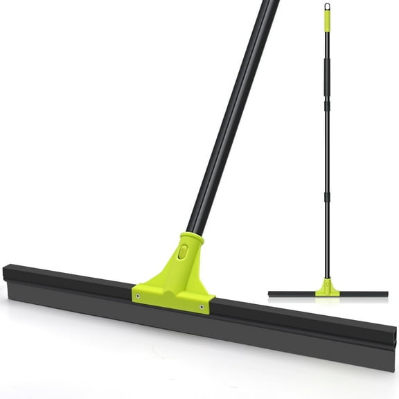 TidyBliss Floor Squeegee Heavy Duty, 24” Rubber Water Scraper Broom for Gargae (Green)