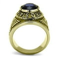 thumbnail image 4 of Men's Gold IP Stainless Steel Wide Band Navy Sapphire CZ Ring - Size 13, 4 of 6