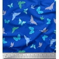 thumbnail image 1 of Soimoi Blue Cotton Poplin Fabric Butterflies Butterfly Printed Craft Fabric by the Yard 42 Inch Wide, 1 of 3