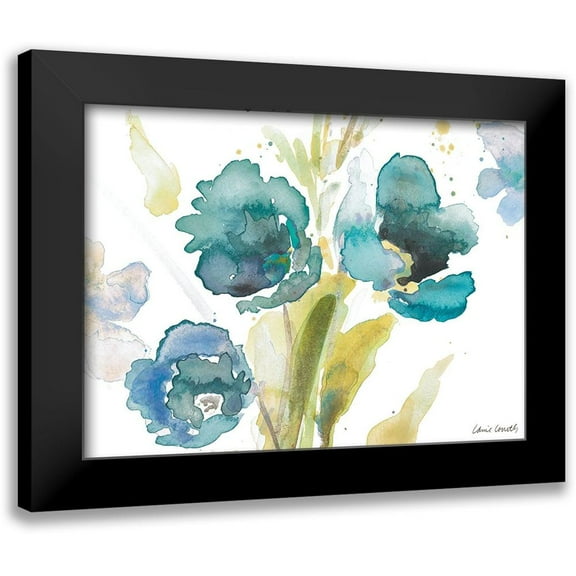 Loreth, Lanie 14x11 Black Modern Framed Museum Art Print Titled - Blue Watercolor Modern Poppies II