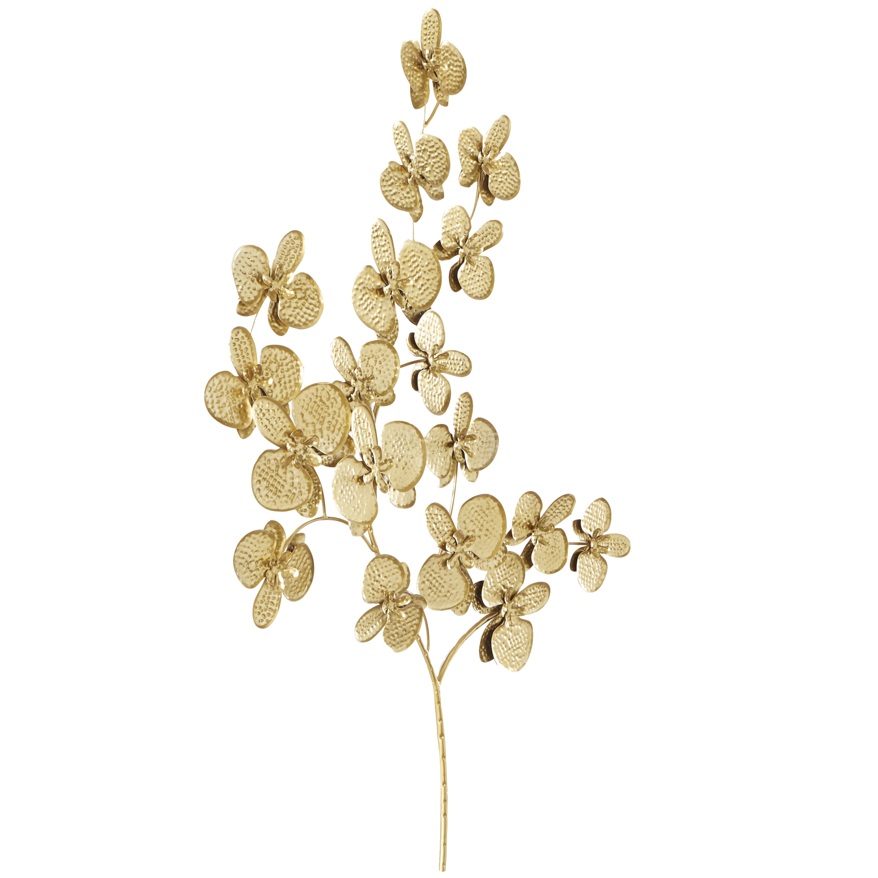 CosmoLiving by Cosmopolitan Gold Metal Orchid Floral Wall Decor with Stem