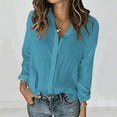 thumbnail image 2 of Admvng Chemises en Lin pour Femmes Col en V Froncé Été Décontracté Manches 3/4 P-2TG, 2 of 6