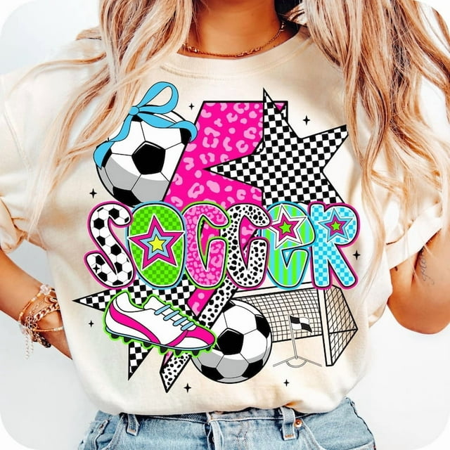 Preppy Soccer T-Shirt, Soccer T-Shirt, Soccer Coquette T-Shirt, Soccer Mama T-Shirt, Game Day T-Shirt, Checkered Soccer T-Shirt, Soccer Brushstroke T-Shirt