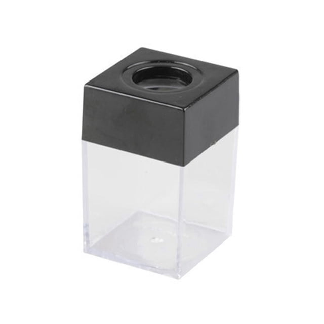 Práctico dispensador de clips de papel transparentes de gran capacidad con apertura superior amplia y magnética
