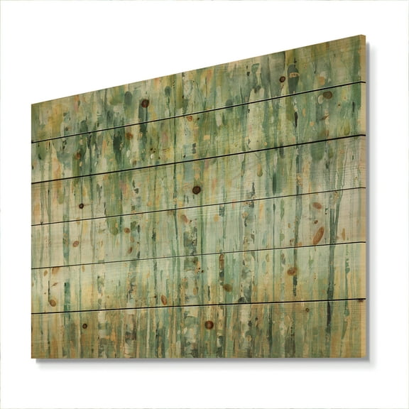 Designart 'The birch Green Forest II' Traditional Print on Natural Pine Wood