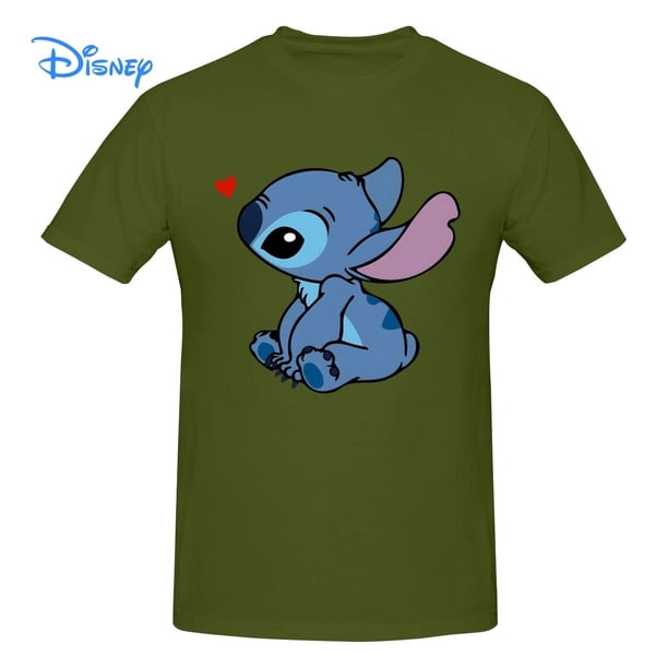 Disney Stitch In Love T shirt Harajuku Short Sleeve T-shirt 100% Cotton Graphics Tshirt Brands Tee Top6XL Gao Jinjia LED