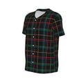 thumbnail image 2 of Haiem Hip Hop Hipster Baseball Jersey Button Down Shirts Sports Uniforms Men Women Jersey(Buffalo Plaid Dark Green,Small), 2 of 9