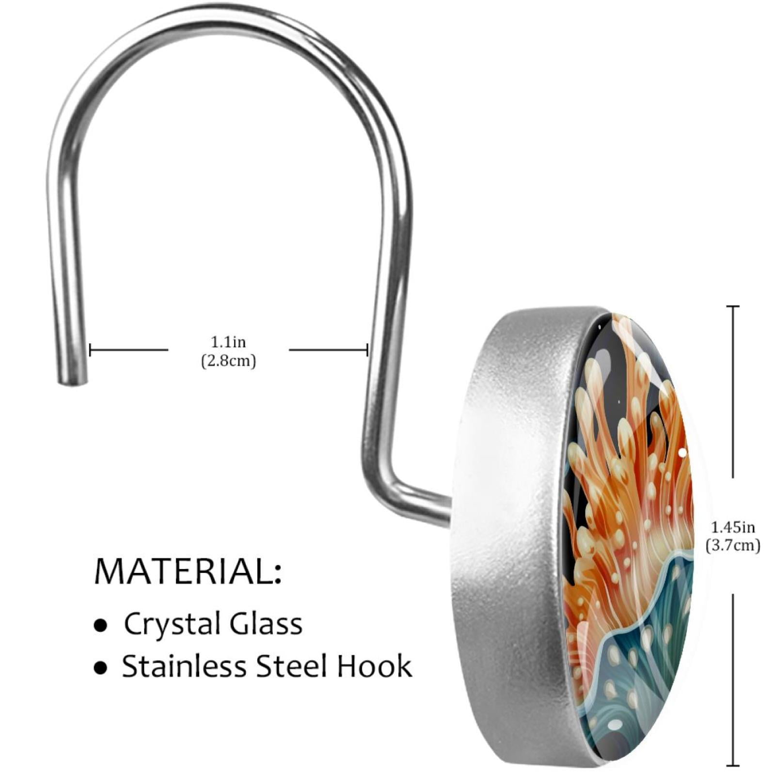 HemaKayy 12 Pcs Decorative Shower Curtain Hooks - Stainless Steel Rings for Bathroom Décor - Easy Glide & Secure Hold - Perfect Decoration for Bathroom Shower Rods - Ocean Sea Slug