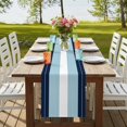 thumbnail image 4 of Navy Blue Aqua Stripe Table Runner, Modern Art Horizontal Striped Washable Cotton Linen Table Runners 72 Inches Long, Dresser Scarf Runner for Dining Tables/TV Stands/Coffee/Cabinets 18''x72'', 4 of 9