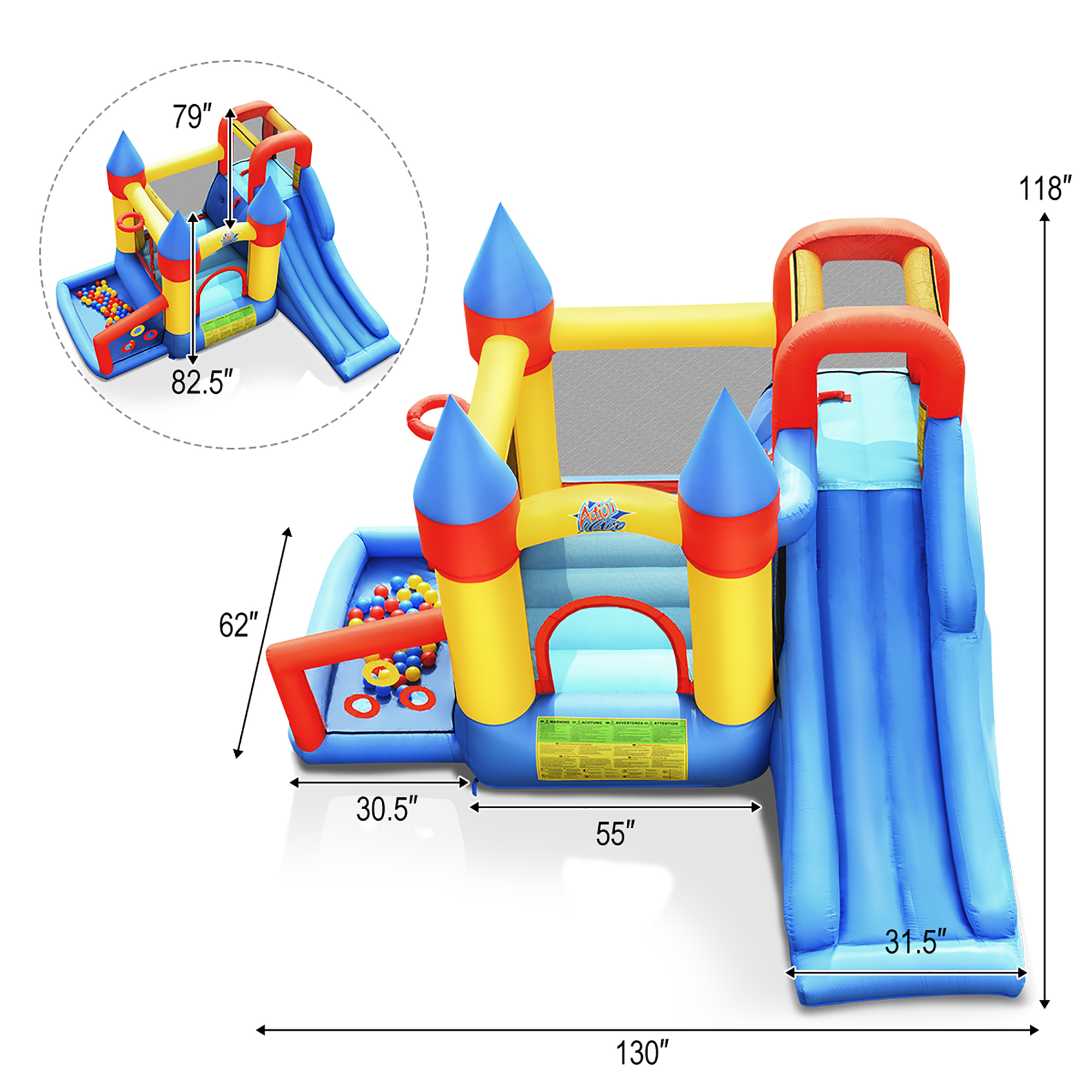 Costway Inflatable Bounce House Slide Bouncer Kids Castle Jumper w/ Balls & 780W Blower - image 2 of 10