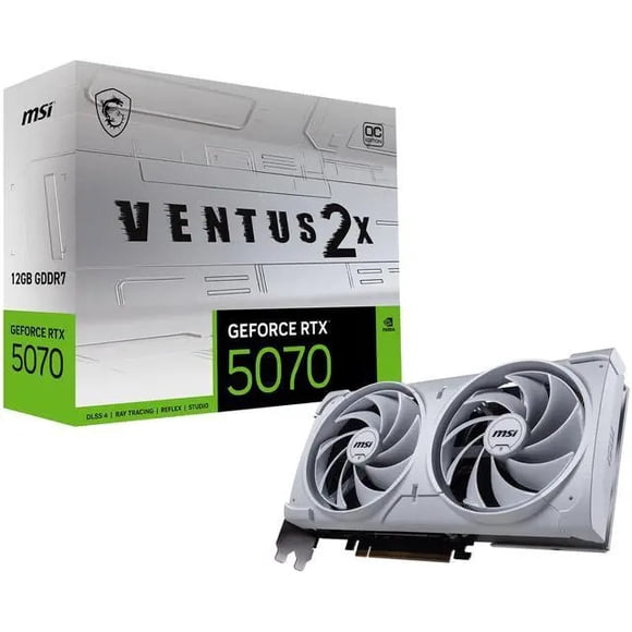 MSI Gaming RTX 5070 12G Ventus 2X OC White Graphics Card (12GB GDDR7, 192-bit, Extreme Performance: 2557 MHz, DisplayPort x3 2.1a, HDMI 2.1b, NVIDIA Blackwell Architecture)