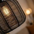 thumbnail image 4 of Woven Iron Lamp Shade 5.90in Rustic Pendant Light Cover with Vertical Open Weave Design Decorative Ceiling Lighting Accent for Living Room Dining Room Bedroom Kitchen Farmhouse Boho Decor, 4 of 6