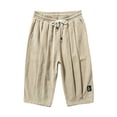 thumbnail image 4 of Fgnfyis Mens Sports Shorts Striped Jogging Bottoms Summer Training Trousers with Pockets Elastic Waistband Breathable Shorts Men's Shorts Khaki XXXXL, 4 of 4