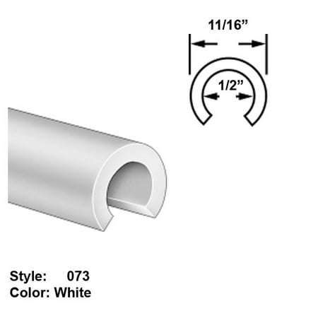 

Food-Grade UHMW Plastic Round Push-On Trim Style 073 - Outside Wd. 11/16 - White - 5 ft long