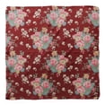 thumbnail image 4 of Bimba Foulard en Pure Soie Imprimé Floral Feuilles Rouges, Rose et Anémone Narcisse pour Cheveux Cou Tête Bandanas pour Femmes 40 x 40 Pouces, 4 of 6