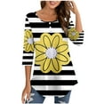 thumbnail image 1 of Birdeem Blouse pour Femmes Col Rond Manches 3/4 Boutonnée, 1 of 9