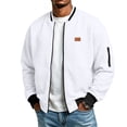 thumbnail image 2 of Vxararl Zip Up Collared Bomber Windbreaker Jacket for Men, Lightweight Casual Work Golf Outerwear with Zipper Side Pockets for Everyday Fall Outdoor Wear White XL, 2 of 7