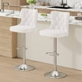 thumbnail image 3 of Hawsaiy Swivel Bar Stools Set of 2, Adjustable Velvet Tufted Counter Height Chairs with Nailhead Trim, Upholstered Barstools for Kitchen Island, White, 3 of 12