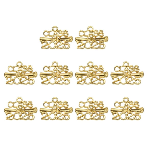 Uxcell 10 Pcs Class of 2025 Graduation Tassel Charm, Gold