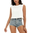 thumbnail image 1 of ATHLECHIC Camiseta sin mangas básica de cuello redondo para mujer M Blanca, 1 of 1