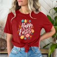 thumbnail image 2 of VBTAPA Easter Teacher T-Shirt for Women Cute Bunny Eggs Graphic Tees Funny Novelty Shirt Holiday Party Blouse Tops Sales of Today Red S, 2 of 6