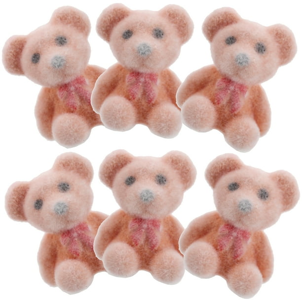 6 mini osos de peluche flocados para bodas, fiestas, manualidades, accesorios, pequeños animales de peluche para baby shower, cumpleaños y graduación