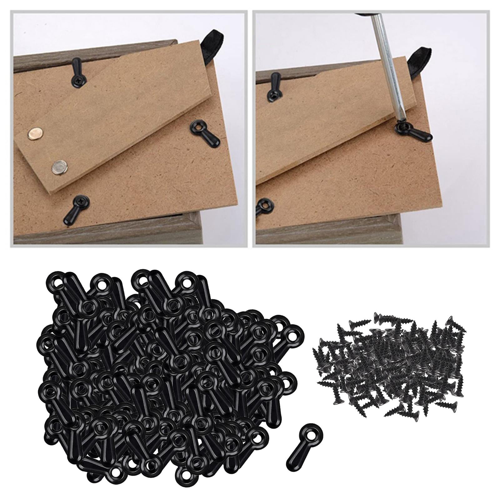 GUOOL Black Buttons Fixing Fasteners Photo Hardware Backing Clips and 300 Screws for Hanging Picture Drawing Photos Surface Plated