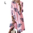 thumbnail image 1 of Vestido Mujer Vestido Estampado Vintage 3/4 Manga De Tela De Cuello Redondo, Rosa Hoja, L seitruly AP002219-35, 1 of 5
