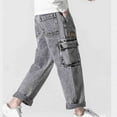 thumbnail image 3 of Timoontee Cargo Pants Drawstring Waist Trousers Casual Jogger Sweatpants with Pocket Straight Leg Lightweight Workwear Pull On Pants Fishing Hiking Pants for Men Gray XXXXXL, 3 of 3