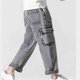 thumbnail image 3 of Pantalones largos para hombre, pantalones rectos de ocio con cordón elástico, ropa de trabajo, pantalones vaqueros, pantalones de poliéster para hombre, 3 of 3