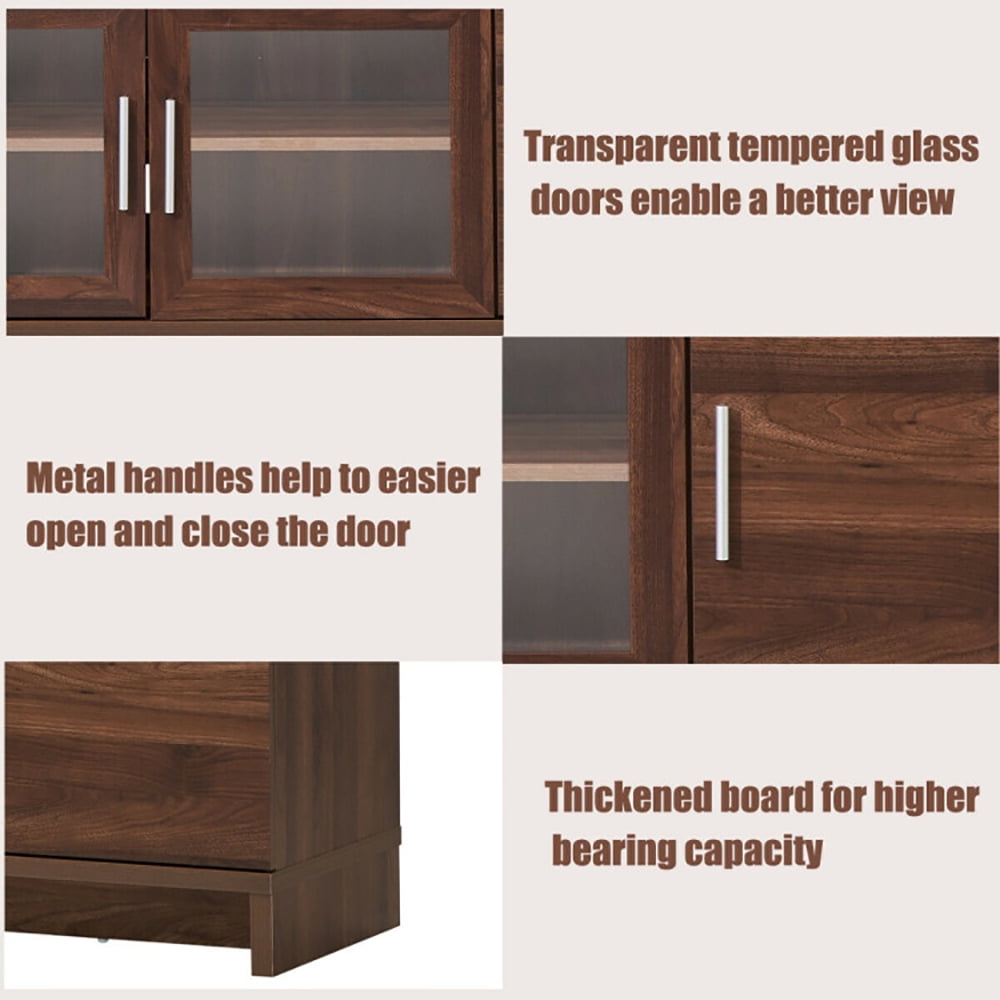 Finihen TV Stand, TV Cabinet, Media Entertainment TV Stand for TVs up to 70 Inches with Adjustable Shelf, Media Entertainment Center with Storage, for Living Room, Bedroom, Walnut