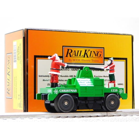 MTH RAILKING CHRISTMAS OPERATING HAND CAR O GAUGE 30-5256