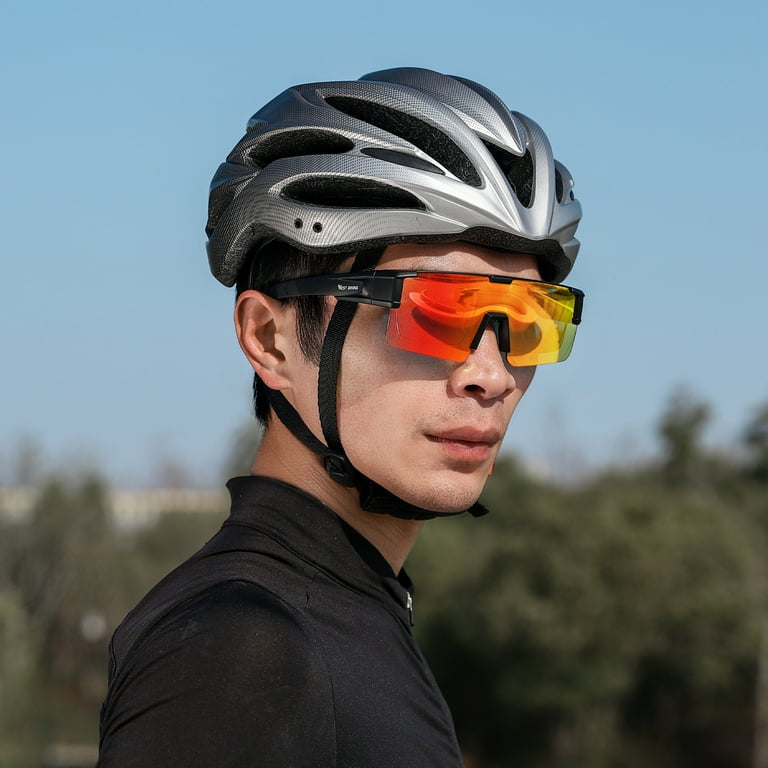 West Biking Wrap-Around Photochromic Sunglasses for Men Women Sports Glasses, White Frame Colorful Lens, Adult Unisex, Size: One Size