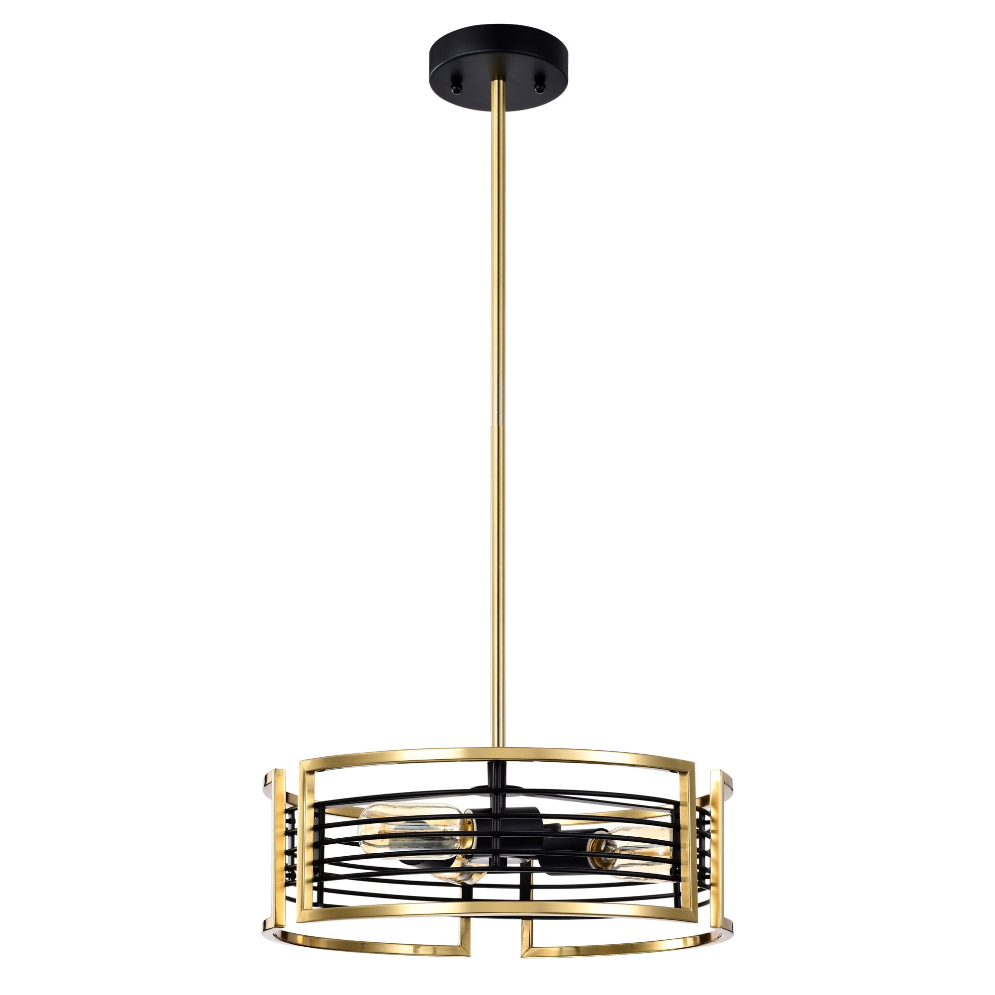 Milly 15 in. 3-Light Indoor Brass and Matte Black Finish Chandelier with Light Kit