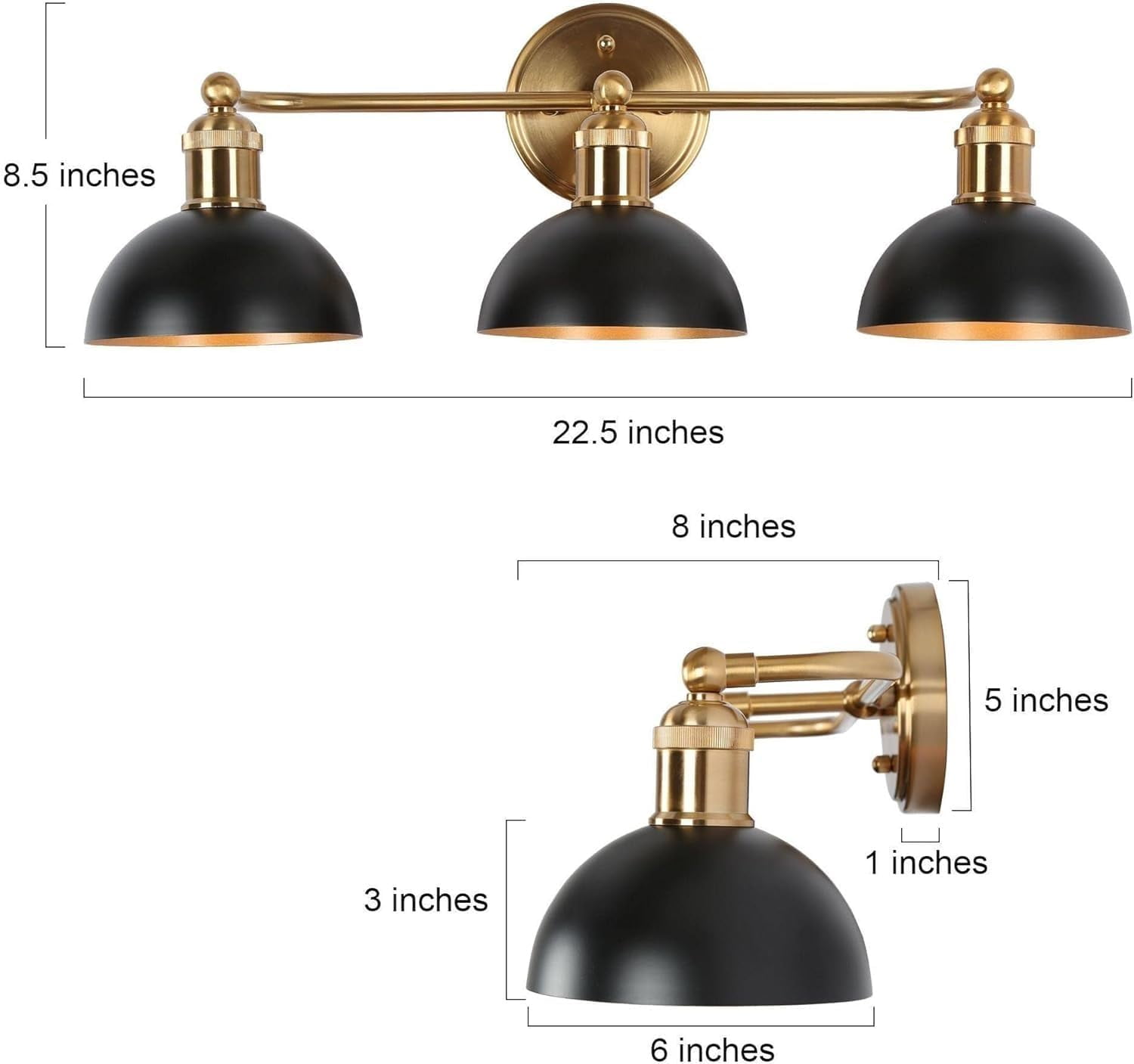 Lighting Bathroom Light Fixtures, Black and Gold Vanity Lights for Bathroom