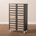 thumbnail image 3 of Bowery Hill Two-Tone Oak Wood 4-Door Shoe Cabinet in Dark Gray, 3 of 10