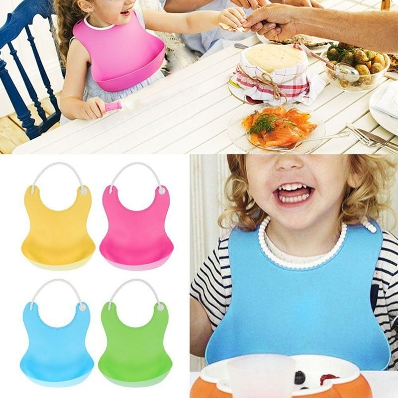 Cute Baby Soft Silicone Bib Waterproof Saliva Dripping Kids Infant Lunch Bibs CA 