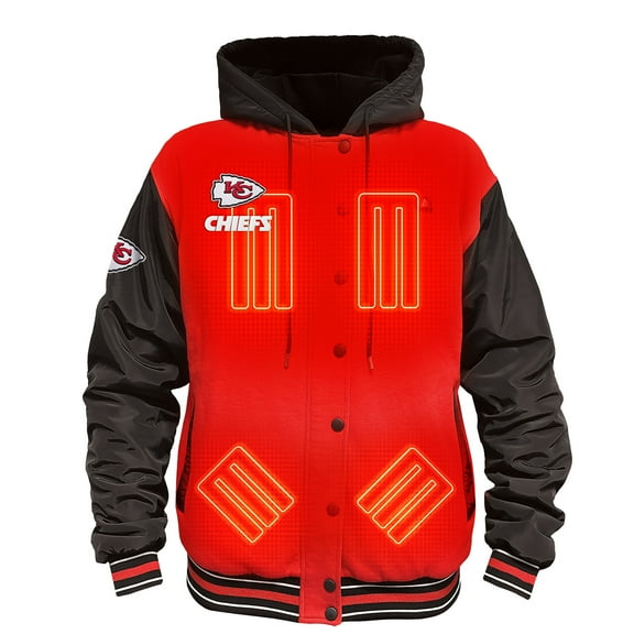 Men's ActionHeat Red/Black Kansas City Chiefs 5V Battery Heated Full-Snap Varsity Jacket