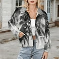 thumbnail image 3 of Jackets for Women Winter Coat Jackets Flannel Stand Collar Jacket(Palm Trees Beach Scene,Size:S-4XL), 3 of 7