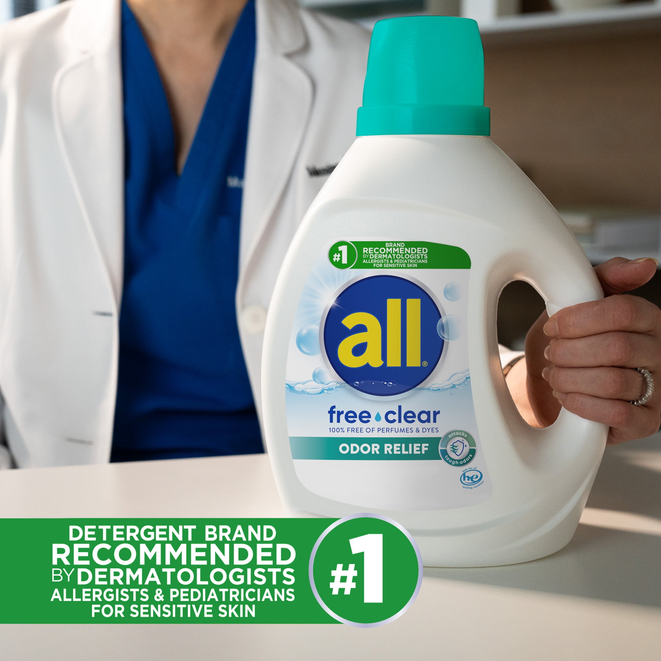 (6 pack) all Free Clear Liquid Laundry Detergent, Odor Relief, 184.5 oz, 103 Loads