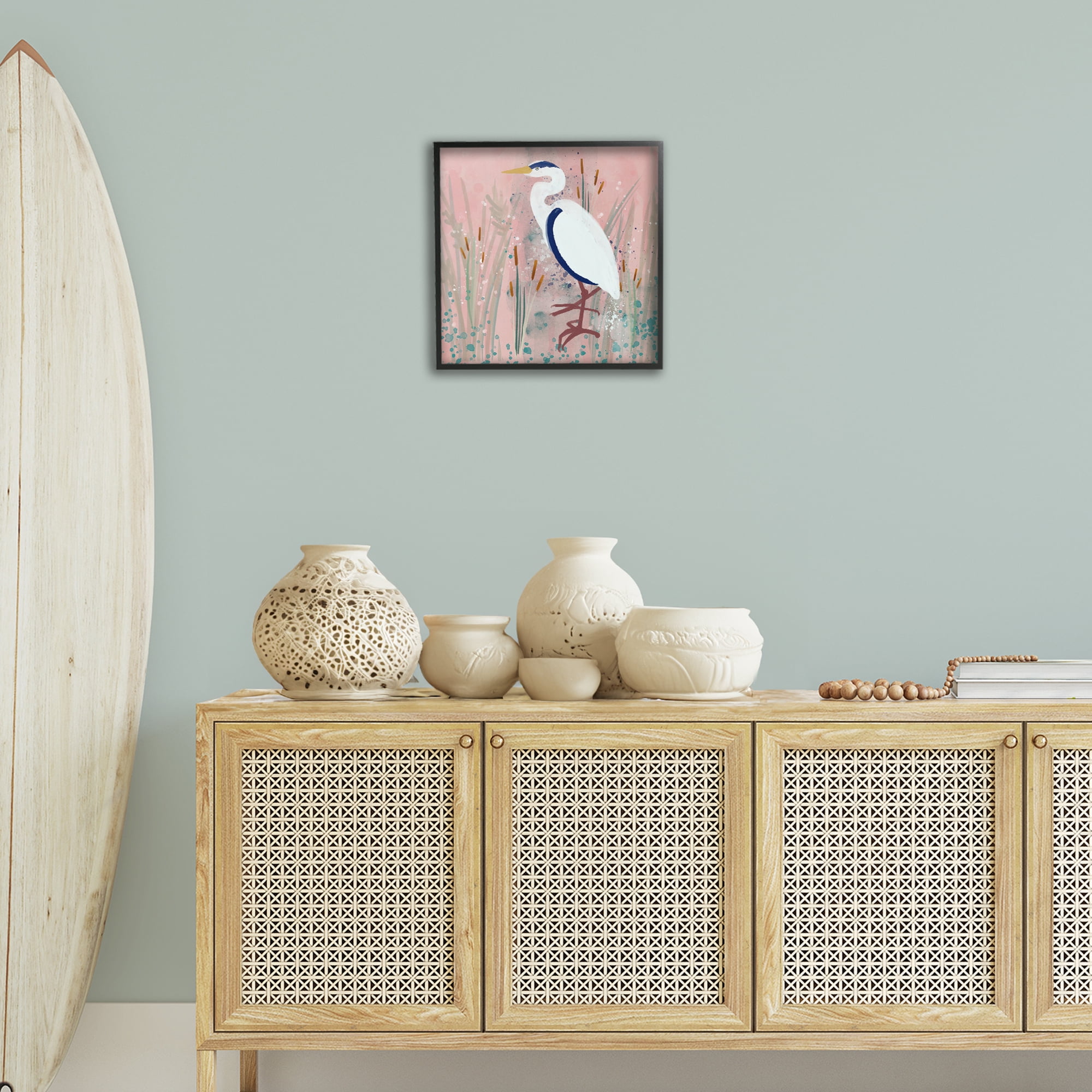 Stupell Industries Coastal White Bird Animals & Insects Painting Black Framed Art Print Wall Art, 17 x 17