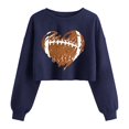 thumbnail image 4 of Crop Sweatshirt for Women Funny Football Baseball Mom Graphic Lantern Long Sleeve Pullovers Soft Lightweight Loose Fit Sweatshirts Trendy Print Shirts Daily Travel Outfits, Black L, 4 of 4