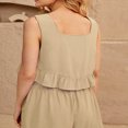 thumbnail image 4 of Trajes de 2 piezas sexy para mujer Conjuntos cortos de verano de lino con cuello redondo Ropa de uso diario FLhrweasw Nuevo, 4 of 8